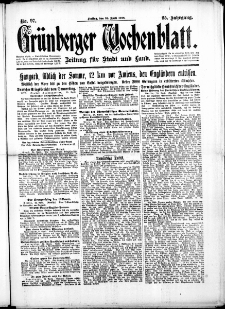 Grünberger Wochenblatt: Zeitung für Stadt und Land, No. 97. (26. April 1918)