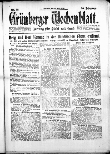 Grünberger Wochenblatt: Zeitung für Stadt und Land, No. 98. (27. April 1918)
