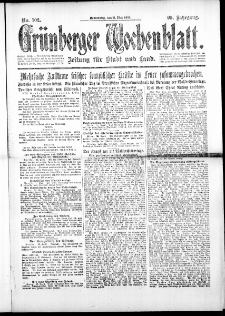 Grünberger Wochenblatt: Zeitung für Stadt und Land, No. 102. (2. Mai 1918)