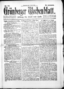 Grünberger Wochenblatt: Zeitung für Stadt und Land, No. 115. (18. Mai 1918)