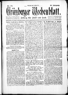Gr&uuml;nberger Wochenblatt: Zeitung f&uuml;r Stadt und Land, No. 116. (19. Mai 1918)