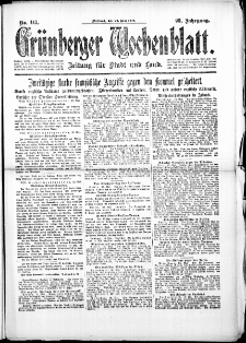 Gr&uuml;nberger Wochenblatt: Zeitung f&uuml;r Stadt und Land, No. 117. (22. Mai 1918)
