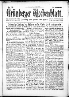 Grünberger Wochenblatt: Zeitung für Stadt und Land, No. 121. (26. Mai 1918)