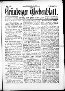Grünberger Wochenblatt: Zeitung für Stadt und Land, No. 122. (28. Mai 1918)