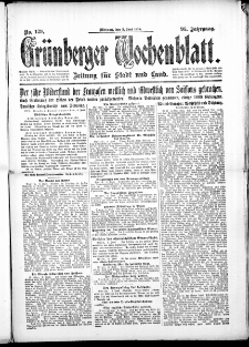 Grünberger Wochenblatt: Zeitung für Stadt und Land, No. 129. (5. Juni 1918)