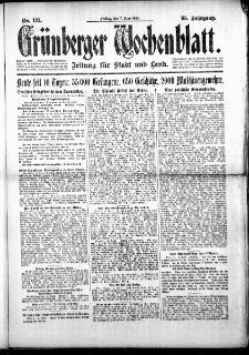 Grünberger Wochenblatt: Zeitung für Stadt und Land, No. 131. (7. Juni 1918)