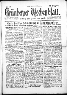 Grünberger Wochenblatt: Zeitung für Stadt und Land, No. 137. (14. Juni 1918)
