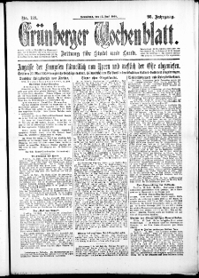 Grünberger Wochenblatt: Zeitung für Stadt und Land, No. 138. (15. Juni 1918)