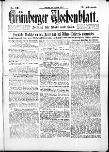 Grünberger Wochenblatt: Zeitung für Stadt und Land, No. 139. (16. Juni 1918)
