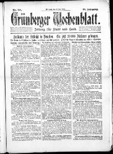 Grünberger Wochenblatt: Zeitung für Stadt und Land, No. 141. (19. Juni 1918)