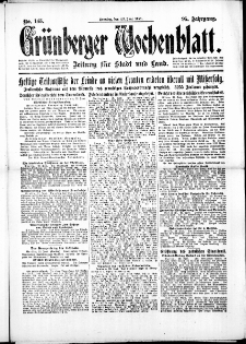 Grünberger Wochenblatt: Zeitung für Stadt und Land, No. 145. (23. Juni 1918)