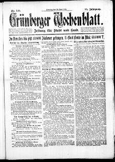 Gr&uuml;nberger Wochenblatt: Zeitung f&uuml;r Stadt und Land, No. 146. (25. Juni 1918)