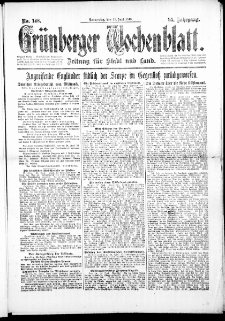 Grünberger Wochenblatt: Zeitung für Stadt und Land, No. 148. (27. Juni 1918)