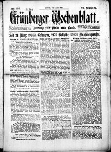 Grünberger Wochenblatt: Zeitung für Stadt und Land, No. 152. (2. Juli 1918)