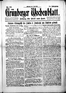Grünberger Wochenblatt: Zeitung für Stadt und Land, No. 153. (3. Juli 1918)