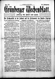 Grünberger Wochenblatt: Zeitung für Stadt und Land, No. 161. (12. Juli 1918)