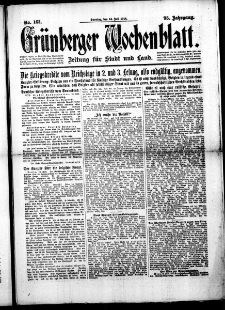 Gr&uuml;nberger Wochenblatt: Zeitung f&uuml;r Stadt und Land, No. 163. (14. Juli 1918)