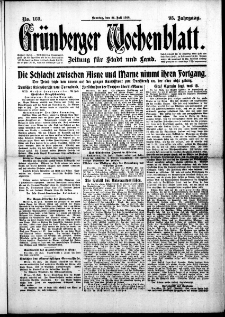 Grünberger Wochenblatt: Zeitung für Stadt und Land, No. 169. (21. Juli 1918)
