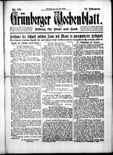 Grünberger Wochenblatt: Zeitung für Stadt und Land, No. 170. (23. Juli 1918)