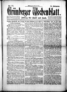 Gr&uuml;nberger Wochenblatt: Zeitung f&uuml;r Stadt und Land, No. 171. (24. Juli 1918)
