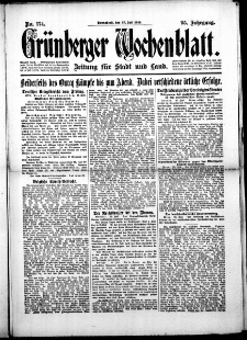 Grünberger Wochenblatt: Zeitung für Stadt und Land, No. 174. (27. Juli 1918)