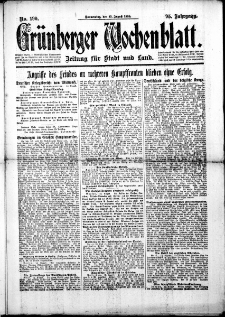 Grünberger Wochenblatt: Zeitung für Stadt und Land, No. 190. (15. August 1918)