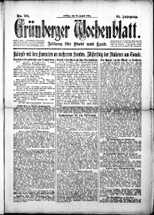 Grünberger Wochenblatt: Zeitung für Stadt und Land, No. 191. (16. August 1918)