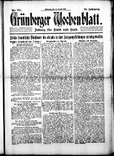 Grünberger Wochenblatt: Zeitung für Stadt und Land, No. 195. (21. August 1918)