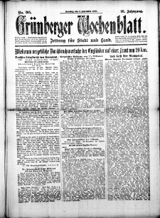 Gr&uuml;nberger Wochenblatt: Zeitung f&uuml;r Stadt und Land, No. 205. (1. September 1918)