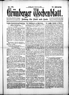Grünberger Wochenblatt: Zeitung für Stadt und Land, No. 209. (6. September 1918)