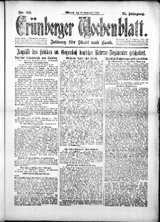 Grünberger Wochenblatt: Zeitung für Stadt und Land, No. 219. (18. September 1918)