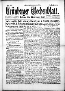 Gr&uuml;nberger Wochenblatt: Zeitung f&uuml;r Stadt und Land, No. 220. (19. September 1918)