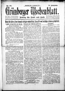 Grünberger Wochenblatt: Zeitung für Stadt und Land, No. 222. (21. September 1918)