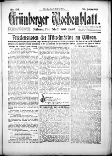 Grünberger Wochenblatt: Zeitung für Stadt und Land, No. 236. (8. Oktober 1918)