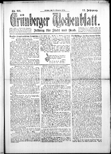 Grünberger Wochenblatt: Zeitung für Stadt und Land, No. 239. (11. Oktober 1918)