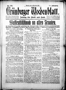 Grünberger Wochenblatt: Zeitung für Stadt und Land, No. 266. (12. November 1918)