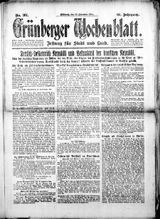 Gr&uuml;nberger Wochenblatt: Zeitung f&uuml;r Stadt und Land, No. 267. (13. November 1918)