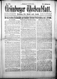 Grünberger Wochenblatt: Zeitung für Stadt und Land, No. 272. (19. November 1918)