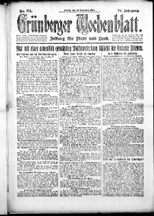 Gr&uuml;nberger Wochenblatt: Zeitung f&uuml;r Stadt und Land, No. 274. (22. November 1918)