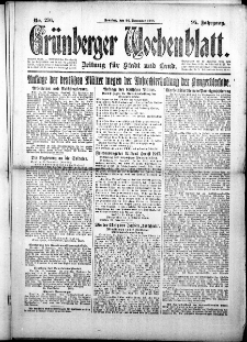 Grünberger Wochenblatt: Zeitung für Stadt und Land, No. 276. (24. November 1918)