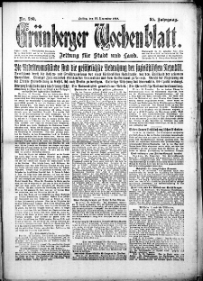 Grünberger Wochenblatt: Zeitung für Stadt und Land, No. 280. (29. November 1918)