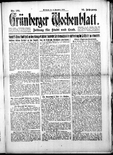 Grünberger Wochenblatt: Zeitung für Stadt und Land, No. 284. (4. Dezember 1918)