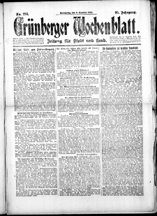 Grünberger Wochenblatt: Zeitung für Stadt und Land, No. 285. (5. Dezember 1918)