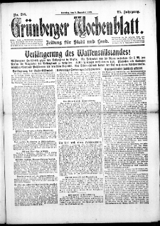 Grünberger Wochenblatt: Zeitung für Stadt und Land, No. 288. (8. Dezember 1918)