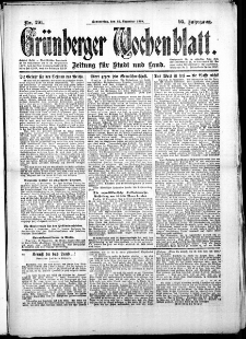 Gr&uuml;nberger Wochenblatt: Zeitung f&uuml;r Stadt und Land, No. 291. (12. Dezember 1918)