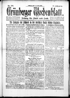 Gr&uuml;nberger Wochenblatt: Zeitung f&uuml;r Stadt und Land, No. 296. (18. Dezember 1918)