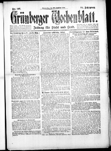Gr&uuml;nberger Wochenblatt: Zeitung f&uuml;r Stadt und Land, No. 297. (19. Dezember 1918)