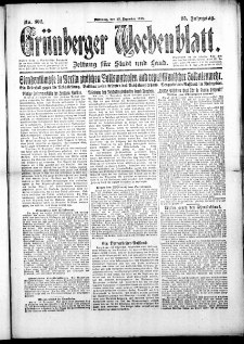 Gr&uuml;nberger Wochenblatt: Zeitung f&uuml;r Stadt und Land, No. 302. (25. Dezember 1918)