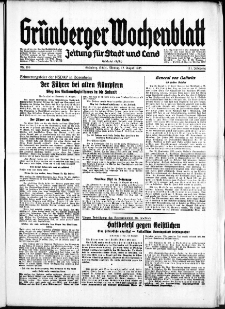Gr&uuml;nberger Wochenblatt: Zeitung f&uuml;r Stadt und Land, No. 186. ( 12. August 1935)