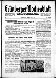 Gr&uuml;nberger Wochenblatt: Zeitung f&uuml;r Stadt und Land, No. 187. ( 13. August 1935)